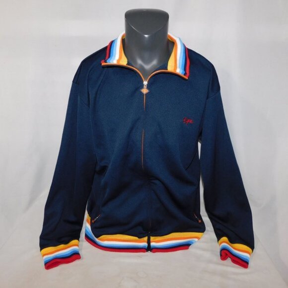 ENYCE mens L Blue Rainbow Cuff Hem Full Zip Track Jacket - Picture 13 of 15